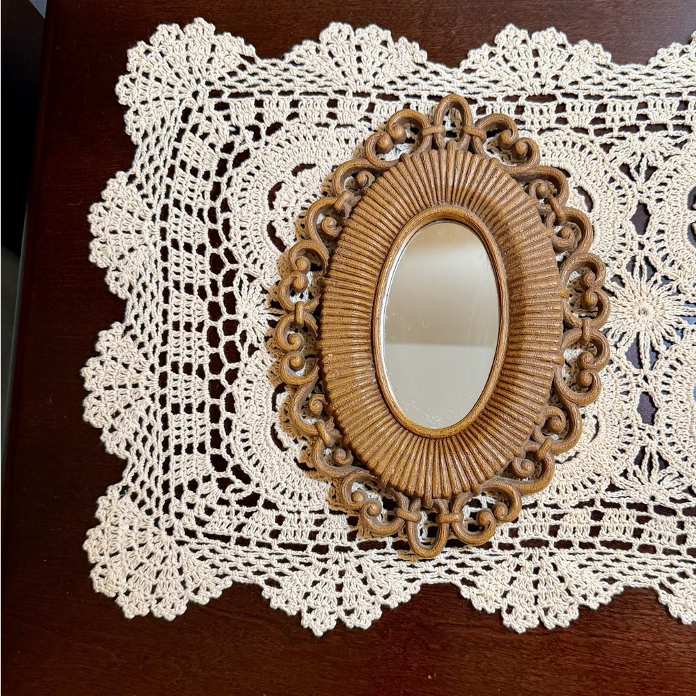 Homco Brown Ornate Oval Mirror - Picture 2 of 2